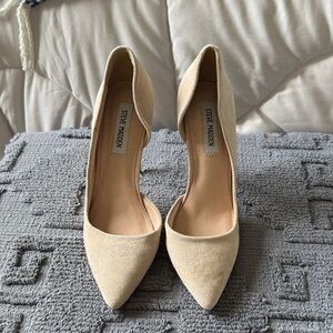 Steve Madden Nude Beige Suede D’Orsay Pointed Toe Stiletto Heels 7.5